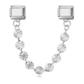 Silver stainless steel Italian charm safety chain with starburst textured round pendants - Silver Starburst Texture Style (ICG521-4)