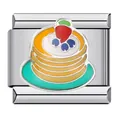 Link charm italiano in acciaio inossidabile con design a pancake in smalto colorato - Stile Dessert Pancake a Strati (ICJ112-1)