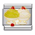 Maillon de breloque italienne en acier inoxydable avec motif dessert à la crème glacée - Style Crème Glacée Double Coupes à Dessert (ICJ330)