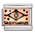 Nahaufnahme des italienischen Edelstahlanhängers mit Schütze-Gravur und Roségold-Finish - Schütze Stil (ICJ186) / 5 Stück / Roségold