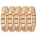 Vista ravvicinata di 5 bracciali oro rosa con maglie incise in acciaio inossidabile. - Stile Modulare (S5-ICH002-3) / Set di 5 / Oro rosa