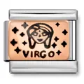 Detailaufnahme eines Edelstahl-Virgo-Zodiac-Italien-Charms mit edlem Roségold-Finish - Jungfrau Stil (ICJ177) / 5 Stück / Roségold