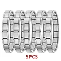 Set di 5 bracciali a maglie modulari italiane in acciaio inossidabile lucido argento - Stile Modulare (S5-ICH002-1) / Set di 5 / Argento