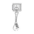 Vue détaillée d'un charme en forme de clé en acier pour bracelet modulaire italien - Style Clé à Molette (ICG879) / 5 Pièces/Paquet