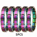 Set di 5 bracciali modulari italiani in acciaio inossidabile arcobaleno per il fai da te - Arcobaleno