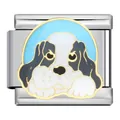 Vista detallada de un amuleto italiano de acero inoxidable con diseño de cara de perro. - Cabeza de Perro de Dibujos Animados (ICJ903-1)