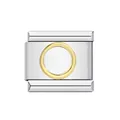 Close-up of stainless steel Italian charm with gold circular ring detail - Gold Ring Inlay (ICY199)