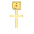 Detalle de un dije de cruz dorada en acero inoxidable para pulsera modular italiana - Estilo de Colgante de Cruz Simple / Cruz Pulida Dorada (ICG110)