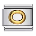 Macro view of gold letter O titanium steel Italian charm link for modular bracelet - English Letter-O / 5 Pieces/Pack
