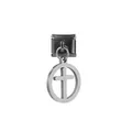 Macro view of a stainless steel Italian charm with a hanging cross circle pendant. - Silver Round Hollow Cross (ICG105)