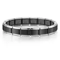 Pulsera de dijes modulares italianos de acero inoxidable plateado y negro para hombres - Estilo de Borde Plateado y Negro (ICH002-49)
