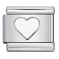 Polished stainless steel heart-shaped Italian charm link for DIY modular bracelets. - Engraved Heart (ICY387)