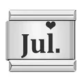 Eslabón de acero inoxidable para pulsera italiana con grabado láser 'Jul.' y corazón - Paquete de 5 / Julio (ICK007)