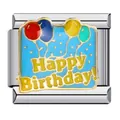 Détail d'un maillon de bracelet italien avec inscription Happy Birthday et ballons - Style Joyeux Anniversaire Ballons Colorés (ICJ777)
