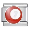 Charm modulare italiano in acciaio con pallina da biliardo rossa e numero 7 - Stile Palla da Biliardo Rossa e Bianca N.7 (ICJ1620)