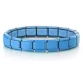 Premium blue stainless steel Italian modular charm link base bracelet for DIY jewelry - Light Blue Metallic Style (ICH002-57)