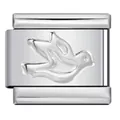 Charm colomba per bracciale modulare italiano in acciaio inossidabile lucido a specchio - Piccione Stampato (ICY1260)