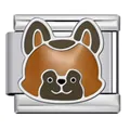 Detail der Emaille-Charm mit Hundemotiv für italienisches Edelstahl-Modulararmband - Hund im Schäferhund-Stil (ICJ2558)