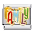 Charm modulare italiano a tema Family colorato in acciaio inox placcato oro per bracciali - Famiglia (ICJ511)