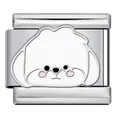 Cute cartoon dog enamel Italian charm link in polished stainless steel for DIY bracelets - White Cute Dog Head (ICJ2561)