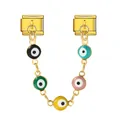 Detalle de dije para pulsera italiana dorada con cuentas de ojo turco de colores. - Estilo Ojo Turco Multicolor Dorado (ICG711-2)