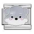 Detail of cute cartoon dog charm for Italian modular bracelet, titanium steel link - Grey Cute Dog (ICJ2563)