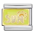 Charm in smalto SUN giallo scintillante per bracciale modulare italiano in acciaio - Motivo Sole (ICJ1404)