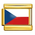 Maillon de bracelet italien drapeau République tchèque en acier doré pour bracelet DIY - Drapeau de la République Tchèque / Or