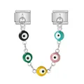 Detalle de charm de ojo turco para pulsera modular italiana de acero inoxidable - Estilo Ojo Turco Multicolor Plateado (ICG711-1)