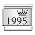 Eslabón de charm italiano corona 1995 grabado para pulseras de acero noble - Estilo Corona de Año 1995 (ICK117)