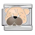 Stainless steel Shar Pei dog charm link for modular Italian bracelet with beige enamel - Shar Pei Dog (ICJ2542)