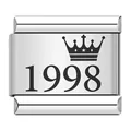 Abalorio modular italiano de acero con corona y grabado 1998 - Estilo Corona de Año 1998 (ICK120)