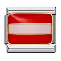 Macro view of a stainless steel Latvia flag enamel charm for Italian modular bracelet links - Austria Flag Style (#3) / Single Piece