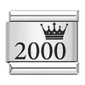 Eslabón de pulsera italiana modular con icono de corona y grabado del año 2000 - Estilo Corona de Año 2000 (ICK122) / Paquete de 5 / Plateado