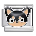 Niedlicher schwarzer Hunde-Emaille-Charm für italienische modulare Armbänder DIY - Schwarz-Brauner Hund (ICJ2547)
