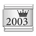 Charm para pulsera modular italiana de acero de titanio con corona y 2003 - Estilo Corona de Año 2003 (ICK125) / Paquete de 5 / Plateado