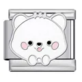 Cute cartoon white animal modular charm in stainless steel for DIY Italian bracelets - White Cute Dog (ICJ2551)