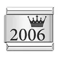 Eslabón de pulsera italiana de acero inoxidable con corona y grabado de 2006 - Estilo Corona de Año 2006 (ICK128) / Paquete de 5 / Plateado