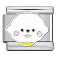 Cute white cartoon dog face charm for Italian modular bracelet in stainless steel - White Cute Dog (ICJ2552)