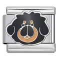 Adorable cartoon dog pet enamel charm link for DIY Italian modular bracelets in silver steel - Black Puppy Style (ICJ2554)