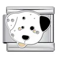 Stainless steel Italian charm link featuring a cute dalmatian dog enamel design - Dalmatian (ICJ2555)