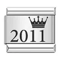 Eslabón de pulsera italiana de acero inoxidable con corona y grabado del año 2011 - Estilo Corona de Año 2011 (ICK133)