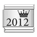 Eslabón premium de pulsera italiana de acero con diseño de corona y grabado 2012 - Estilo Corona de Año 2012 (ICK134)
