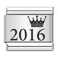 Eslabón de acero inoxidable para pulsera italiana con corona grabada y el año 2016 - Estilo Corona de Año 2016 (ICK138)