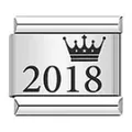 Eslabón para pulsera italiana de acero inoxidable con icono de corona y grabado de 2018 - Estilo Corona de Año 2018 (ICK140)