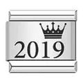 Eslabón de pulsera modular italiana en acero con grabado de corona 2019 - Estilo Corona de Año 2019 (ICK141)