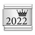 Eslabón de pulsera italiana de acero inoxidable con grabado corona 2022 para pulsera - Estilo Corona de Año 2022 (ICK144)
