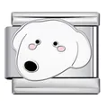 Cute cartoon dog enamel Italian charm link for stainless steel DIY modular bracelets - White Puppy (ICJ2571)