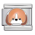Cute cartoon dog enamel charm link in tan and brown for modular Italian bracelets - Beige and Brown Dog Style (ICJ2572)
