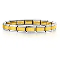 Gros plan des maillons de bracelet à breloques modulaires italiens bicolores en inox - Centre Poli / 7mm Bracelet Complet / Bicolore (Or & Argent)